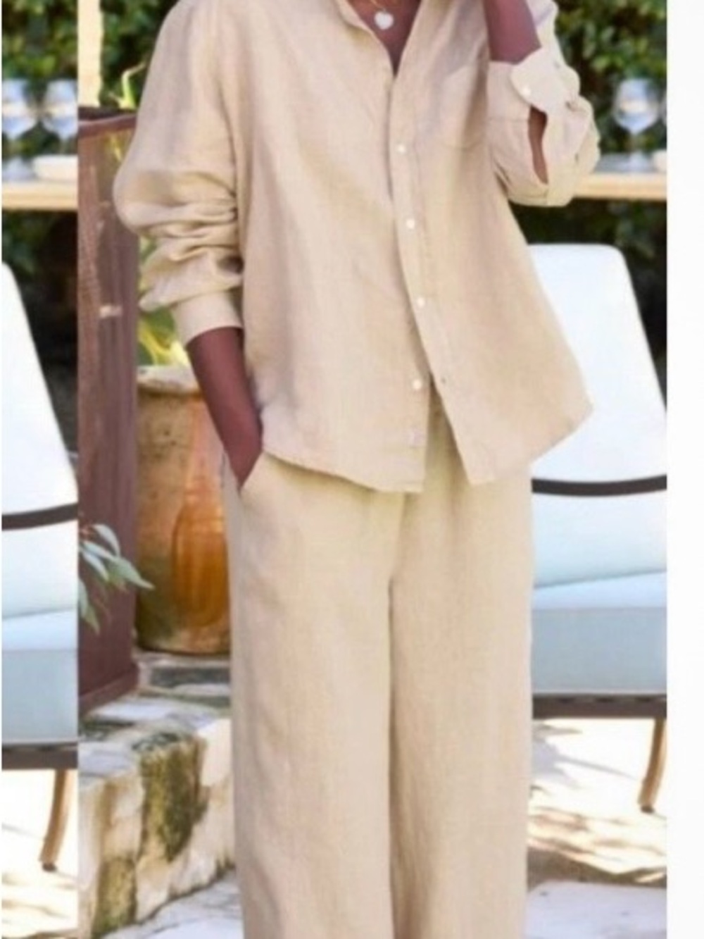 Frank And Eileen Tuscany Linen Travel Set in Biscuit Tan Size M NEW